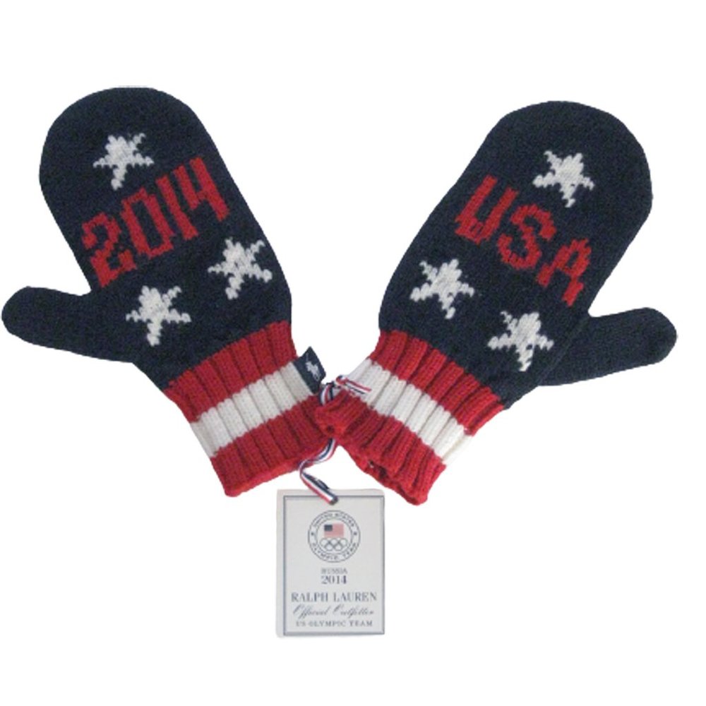 NEW Polo Ralph Lauren 2014 USA Olympic Team Mittens! S/M or L/XL Navy Red White